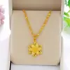 Pendente Flor Bauhinia Popular de Venda Quente Banhado a Ouro para Mulheres, Novo Estilo Chinês Grande Flor Imitação Ouro de Areia Vietnamita Antigo Joias Atacado