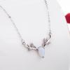 Colar Pequenos Galhos de Prata de Lei s925 Feminino Pedra da Lua Um Cervo Tem Seu Pingente Estilo Mori Coreano Moda Feminina Joias de Prata