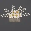 Peine Popular Transfronterizo de Flor de Acrílico y Perlas para el Cabello Hecho a Mano con Cuentas Accesorio para el Cabello de Boda en la Playa Peine Sencillo para Recogido de Novia