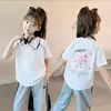 Camisetas de Verano para Niñas, Dulces y Lindas, Estampadas, de Manga Corta, para Niños Mayores, Casuales y Versátiles, Transpirables, Tops de Media Manga con Cuello Redondo, de Moda