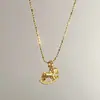 Collar Colgante Borla Caballo Año Zodiacal Vintage Versátil Cadena para Suéter Diseño de Nicho para Mujeres