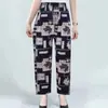 Calça da Mamãe para Meia-Idade e Idosos Verão Seda Gelada Nove Pontos Fina Casual Plus Size Cintura Alta Solta Anti-Mosquito Frete Grátis do Fabricante