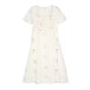 Vestido Bordado de Cor Contrastante com Gola Quadrada Estilo Coreano Verão Novo Gordo mm Tamanho Grande Solto Emagrecimento Saia 65310