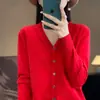 Cárdigan corto de punto nuevo estilo con cuello en V para primavera y otoño, tejido de terciopelo Andy, cárdigan fino de color liso para mujer al por mayor