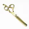 Tijeras de Peluquería Doradas de 6.0 pulgadas con Patrón Floral Grueso, Tijeras para Cortar el Cabello, Tijeras Planas, Tijeras Entresacadoras