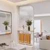 Tela Meia-Parede de Banheiro Estilo Cream de Luxo Leve com Divisória de Vidro Ondulado para Áreas Úmidas e Secas, Prateleira para Lavatório