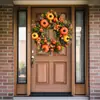 Colgante de Puerta de Corona de Calabaza para Festival de la Cosecha de Otoño Personalizado, Corona de Flores Artificiales para Decoración de Puerta Principal, Decoración Colgante para Ventana de Ambiente Festivo