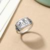 Anillo de Plata Tailandés Estilo Étnico Chiba Carácter Shuangxi Fu Anillo de Plata Changle Weiyang Apertura Literaria China Ajustable