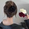 Pinza retorcida de flor de rosa francesa romántica para mujer, pinza de agarre de una palabra de alta gama, pinza para el pelo, pinza para la parte posterior de la cabeza, accesorio para el cabello