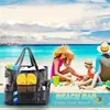 Bolsa de Praia Transfronteiriça, Sapatos, Roupa de Banho, Bolsa de Armazenamento para Viagem à Beira-Mar, Bolsa de Ombro de Malha Multifuncional, Bolsa Portátil para Natação