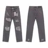 Marca Americana Moderna Godspeed Jeans Rasgados Street com Logo Bordado de Couro Letras Shorts Jeans Lavado para Homens