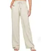 2026 Nuevos Pantalones Casuales de Pierna Recta de Algodón y Lino de Cintura Alta para Mujer, Holgados de Pierna Ancha, Color Negro