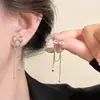 Pendientes de Borla con Lazo de Diamantes Brillantes Estilo Coreano Atmósfera que Resalta el Rostro Pequeños Exquisitos de Gama Alta Simples de Nicho Pendientes Pendientes
