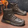 Botas Martin para hombre, zapatos de otoño, estilo retro británico, informales, de caña media, de cuero, negras, con cremallera lateral para motocicleta, botas altas de cuero para herramientas