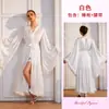 Conjunto de pijama para mujer estilo europeo y americano con bata de manga esponjosa de satén y camisón de encaje 1288+1262