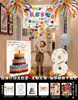 Decoración de Escena de Cumpleaños Lluvia de Globos para Cumpleaños Infantil Niño de 3 Años 2 Años Atmósfera de Ceremonia Tela Colgante para Niña Pequeña