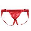 Cueca masculina tanga masculina imitação couro envernizado quadril tanga dupla cintura baixa tiro U convexo atividades fivela bilateral