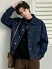 Chaqueta de Mezclilla para Hombre Hme Transfronteriza Europea y Americana Marca de Moda High Street Color Sólido Simple Ropa de Trabajo Holgada Chaqueta Superior Talla Europea