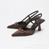 Sapatos de Salto Alto Silenciosos da Moda com Bico Fino, Boca Rasa e Design Elegante de Luxo com uma Única Tira, Sandálias de Salto Alto para Mulheres, Comércio Transfronteiriço