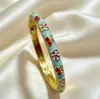 En Stock Suministro Directo de Fábrica Pulsera de Esmalte Flor de Cerezo, Pulsera Multicolor de Esmalte Fino con Goteo, Accesorio Diario para Niñas, Venta al por Mayor