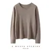 Otoño e Invierno Nueva Camiseta Base de Punto de Cachemira Moda Suave Cómoda Jersey con Dobladillo Enrollado Cuello Redondo Agradable a la Piel Manga Larga para Mujer