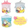 Bolsa de Rede para Armazenamento de Brinquedos de Banho Infantil, Drenável à Prova d'Água, Desenho Animado de Pato Fofo, Bolsa de Pendurar para Banheiro de Bebê com Ventosa