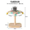 Poleiro de brinquedo para papagaio com volante, suporte giratório, cata-vento de brinquedo para pássaros, brinquedo interativo de mesa para calopsitas, periquitos e agapornis para aliviar o tédio