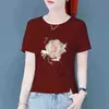 Comercio Exterior Transfronterizo Stock de Excedentes Estilo Chino Nuevo Ropa para Mamá Camiseta de Manga Corta para Mujer de Mediana Edad Top de Camiseta de Moda Ajustado