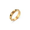 Moda Ins Europeia e Americana Luxo Acessível Elegante Anel Joia Aço Inoxidável Banhado a Ouro 18K Zircônia Transparente Anel de Flor
