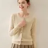 Cardigan de Punto Baicai Rong Cachemir Cuello Redondo Otoño/Invierno 2026 Nuevo Transpirable Suave Pegajoso Versátil para el Trabajo Top de Manga Larga