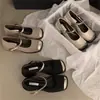 Zapatos Cuadrados de Tacón Medio de Cuero Blanco Retro Inspirados en Chanel, Zapatos Planos sin Cordones, Zapatos Mary Jane Franceses, Nuevo Estilo Otoño 2025
