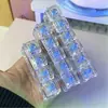 Llavero creativo de alta transparencia con cuatro botones y probador de interruptor iluminado, gadget para aliviar el estrés, juguete colgante transparente iluminado, regalo