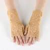 Verano damas cortos encaje medio dedo encaje guantes de protección solar dedo abierto etiqueta boda decoración guantes fabricantes mayoreo