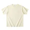 Camiseta de Manga Corta Gruesa de Algodón Puro 400g Verano Gruesa No Transparente Holgada Color Sólido Blanco Puro Camiseta Interior de Media Manga para Hombre y Mujer