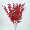 Simulación alta Acebo Navidad fruta simulación alta Frijol de acacia fabricantes suministran flores artificiales para boda Fruta roja rica en bayas