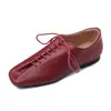 Zapatos Planos Cómodos de Piel de Oveja de Primera Capa para Mujer, Zapatos Blancos, Nuevo Estilo Otoño e Invierno, Zapatos de Cuero Genuino con Punta Cuadrada y Tira Fina de Boca Profunda, Talla de Zapato para Mujer 40