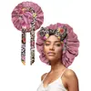 Nuevo Superventas Transfronterizo de Amazon: Gorro de ducha grande con visera ancha y cola larga para atar, con estampado de cinta, popular superventas transfronterizo