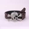Estilo Diablo Original Estilo Punk Hebilla de Presión Todo Fósforo Hebilla de Calavera Cinturón Unisex Estilo Callejero Cinturón de Remaches Mujer