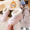 Botas de nieve para niños con forro polar y grosor extra, nuevo estilo invierno 2026, diseño lindo de lazo, botines cálidos, botas de algodón, cálidas