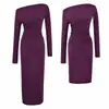 Elegante vestido negro de un solo hombro y manga larga para mujer, perfecto para otoño. Este vestido entallado que realza la figura acentúa tu cintura y caderas, creando una silueta chic y elegante.
