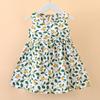 Vestido de princesa floral de verão para meninas Vestido de praia Vestido de colete de seda de algodão Vestido infantil Vestido de linha A