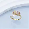 Anillo de Perla de Agua Dulce Natural para Mujer, Espiga de Trigo con Circonita Colorida, Moda de Alta Gama, Joyería Ajustable al por Mayor