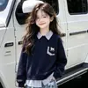 Conjunto de sudadera de otoño para niñas, ropa infantil elegante y a la moda, ropa de niña, jeans para niños, conjunto de dos piezas para primavera y otoño