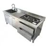 Banco de trabajo de acero inoxidable 201 Transfronterizo con Plataforma de Fregadero, Cajón Integrado, Gabinete para Estufa, Uso Comercial en Restaurantes y Cocinas Domésticas