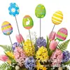 Cartel de Jardín de Pascua con Huevos de Colores y Lazos, Decoración Impermeable y Resistente a la Decoloración para Césped y Jardín al Aire Libre