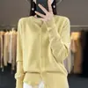 Cárdigan de punto de manga larga con cuello redondo estilo francés para mujer, abrigo corto, suéter con un diseño simple y elegante, prenda exterior versátil, nuevo