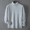 Novo suéter de tricô com gola alta meia-manga %caxemira pura para outono e inverno, masculino, folgado, grosso, simples e versátil