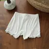 Pantalones Cortos de Seguridad Anti-Exposición Clase A para Niñas, Calzones tipo Boxer Elásticos de Encaje, Pantalones de Casa Acanalados con Lazo
