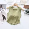 Dropshipping Novo Estilo Primavera e Verão Colete Cauda de Andorinha com Bojo Integrado e Copas, Top Curto para Mulheres