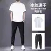Traje Esportivo Secagem Rápida Ice-Sense Masculino Verão Fino Corrida Fitness Alta Elasticidade Malha de Gelo Masculina Calças de Manga Curta